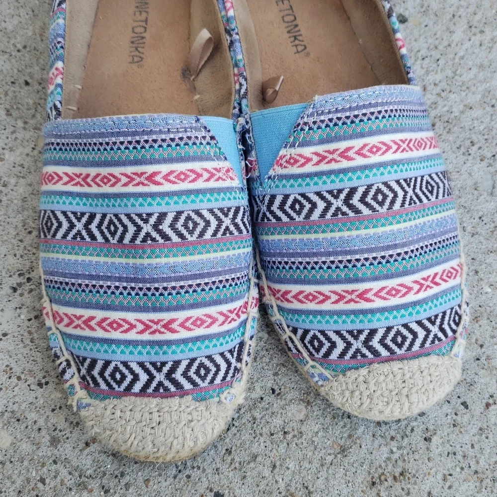Minnetonka Pam Espadrille Slip On Loafers Size 6 Blue Arizona Handcrafted Boho